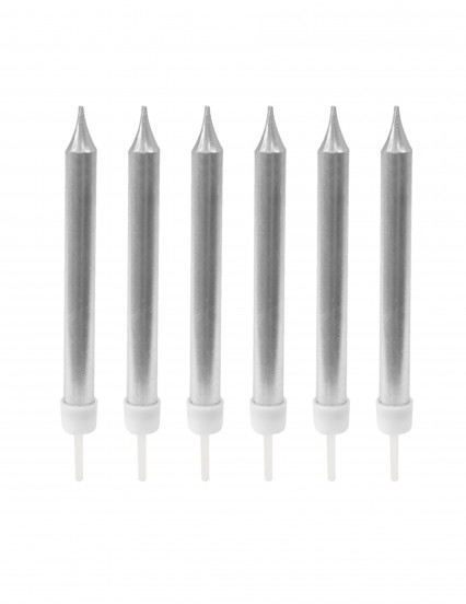 10 Bougies d'anniversaire argentées métallisées 7 cm 10 Bougies d'anniversaire argentées métallisées 7 cm