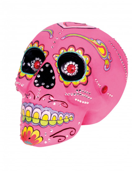 Décoration tête de mort rose 20 X 14 cm Dia de los muertos Décoration tête de mort rose 20 X 14 cm Dia de los muertos