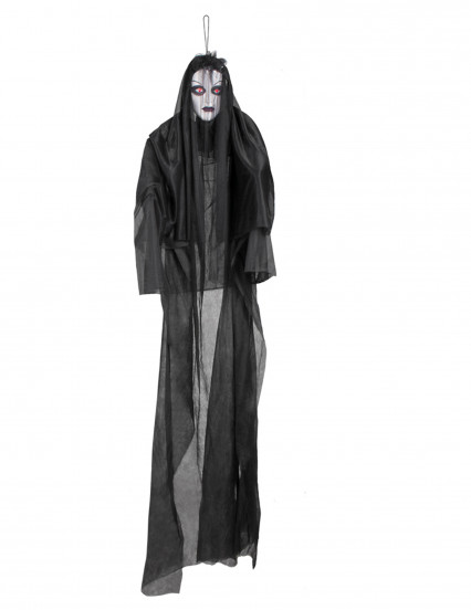 Décoration lumineuse et sonore dame noire 150 cm Halloween Décoration lumineuse et sonore dame noire 150 cm Halloween