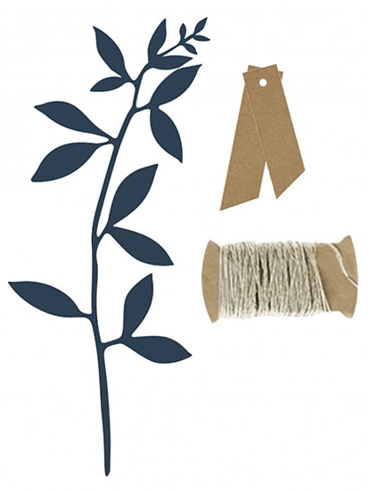 6 Marque-places étiquettes kraft et feuilles bleues 6 Marque-places étiquettes kraft et feuilles bleues