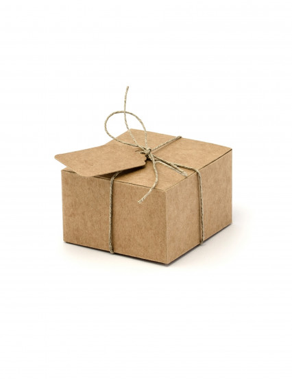 10 Boites en carton carrés avec étiquettes 6 cm 10 Boites en carton carrés avec étiquettes 6 cm