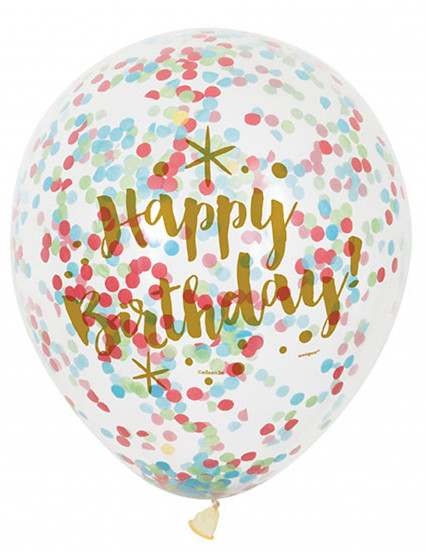6 Ballons en latex Happy Birthday confettis multicolores 30 cm 6 Ballons en latex Happy Birthday confettis multicolores 30 cm