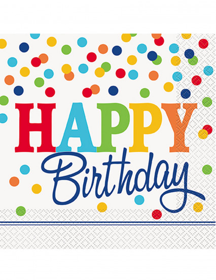 16 Serviettes en papier Happy birthday pois colorés 33 x 33 cm 16 Serviettes en papier Happy birthday pois colorés 33 x 33 cm