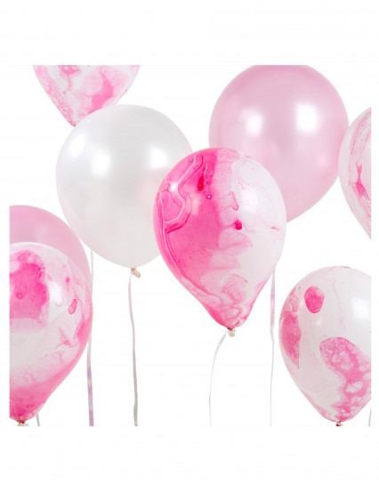 12 Ballons assortis marbrés rose et blanc 12 Ballons assortis marbrés rose et blanc