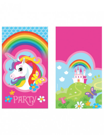 8 Invitations & enveloppes Licorne arc-en-ciel 8 Invitations & enveloppes Licorne arc-en-ciel