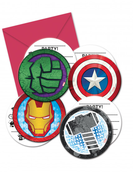 6 Cartes d'invitation avec enveloppes Avengers Mighty™ 6 Cartes d'invitation avec enveloppes Avengers Mighty™