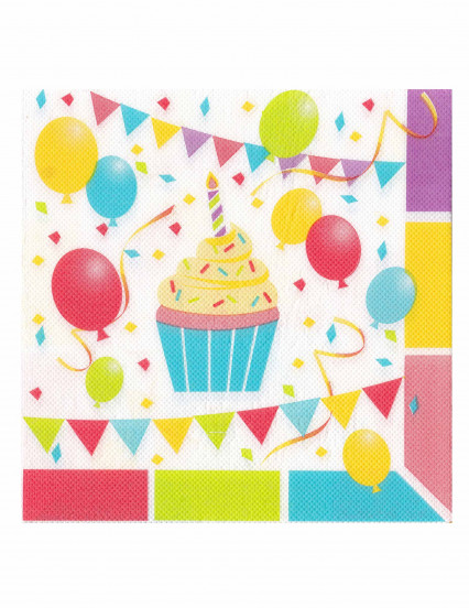 12 Serviettes en papier ouate Ballons d'anniversaire 33 x 33 cm 12 Serviettes en papier ouate Ballons d'anniversaire 33 x 33 cm