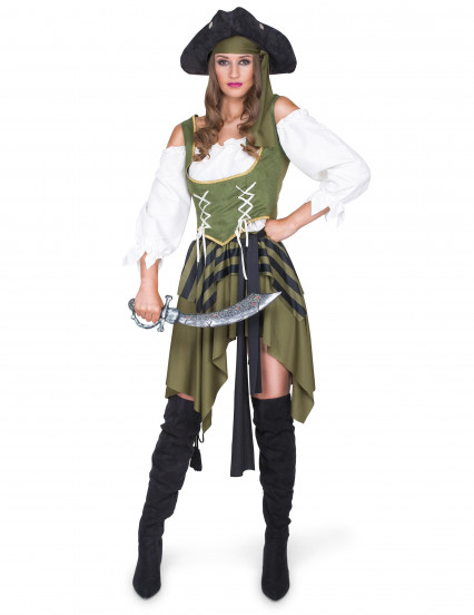 Déguisement Pirate flibustière vert femme Déguisement Pirate flibustière vert femme