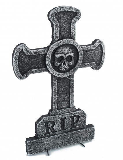 Décoration pierre tombale croix avec tête de mort 39 x 58 cm Décoration pierre tombale croix avec tête de mort 39 x 58 cm