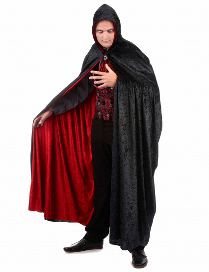 Cape vampire velours rouge et noire réversible luxe adulte Cape vampire velours rouge et noire réversible luxe adulte