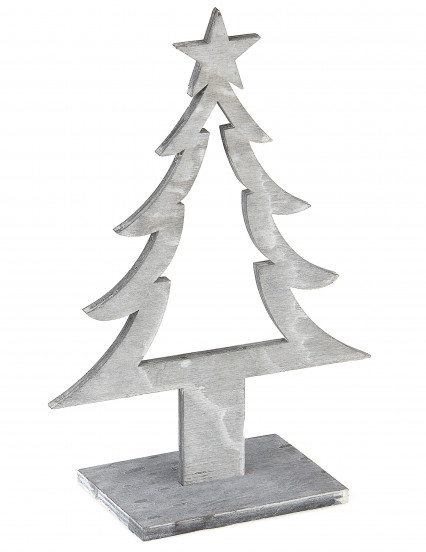 Décoration sapin de noël en bois gris 25 x 11 x 8 cm Décoration sapin de noël en bois gris 25 x 11 x 8 cm