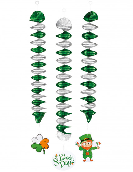 3 Décorations à suspendre spirales 60 cm Saint Patrick 3 Décorations à suspendre spirales 60 cm Saint Patrick