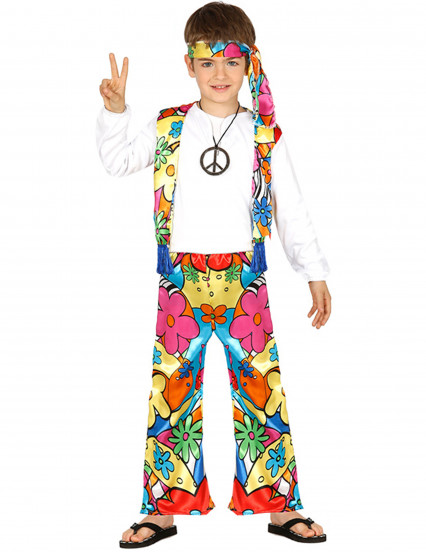 Déguisement hippie à grosses fleurs enfant Déguisement hippie à grosses fleurs enfant