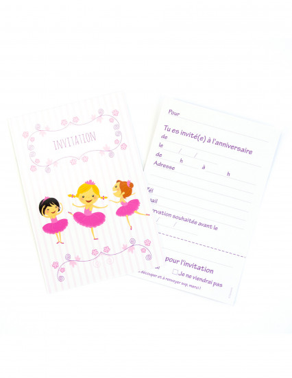6 Cartons d'invitation avec enveloppes Ballerines 10 x 15 cm 6 Cartons d'invitation avec enveloppes Ballerines 10 x 15 cm
