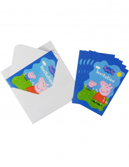 6 Cartons d'invitation avec enveloppes Peppa Pig™ 10 x 15 cm 6 Cartons d'invitation avec enveloppes Peppa Pig™ 10 x 15 cm