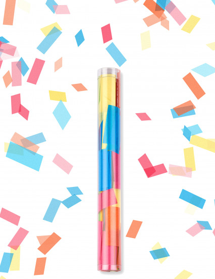 Tube lanceur de confettis rectangle multicolore 27 cm Tube lanceur de confettis rectangle multicolore 27 cm