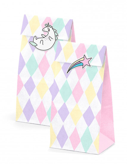 6 Sacs à cadeaux Licorne avec autocollants 8 x 18 x 6 cm 6 Sacs à cadeaux Licorne avec autocollants 8 x 18 x 6 cm