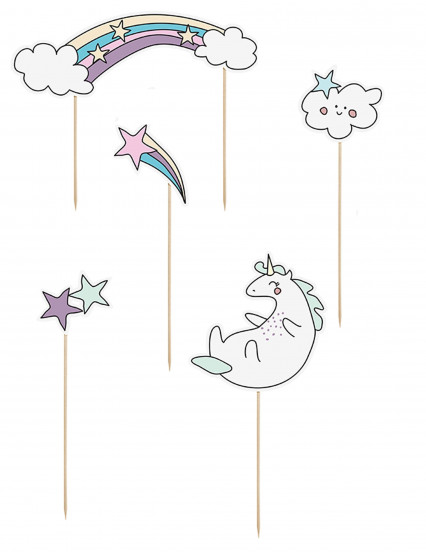 5 Décorations pour gâteau sur pique Licorne 23,5 cm 5 Décorations pour gâteau sur pique Licorne 23,5 cm