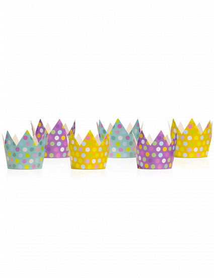 6 mini couronnes multicolores à pois 10 cm 6 mini couronnes multicolores à pois 10 cm