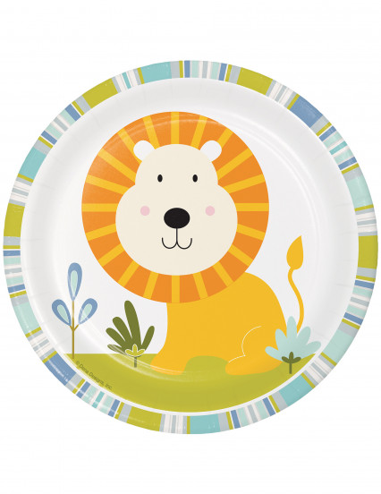 8 Petites assiettes en carton Jungle Lion blanches et jaunes 18 cm 8 Petites assiettes en carton Jungle Lion blanches et jaunes 18 cm