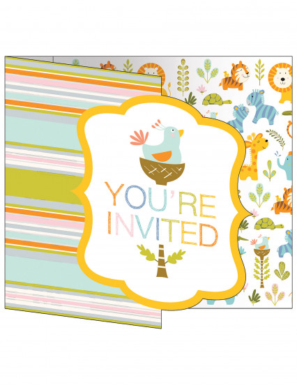 8 Cartons d'invitation Jungle rayés multicolores 10 x 12 cm 8 Cartons d'invitation Jungle rayés multicolores 10 x 12 cm