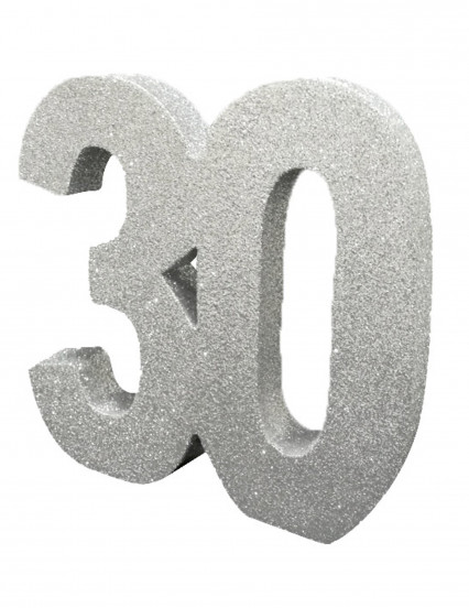 Décoration de table 30 ans argent pailleté 20 x 20 cm Décoration de table 30 ans argent pailleté 20 x 20 cm