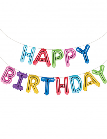 Guirlande ballons aluminium Happy Birthday multicolore 41 cm Guirlande ballons aluminium Happy Birthday multicolore 41 cm