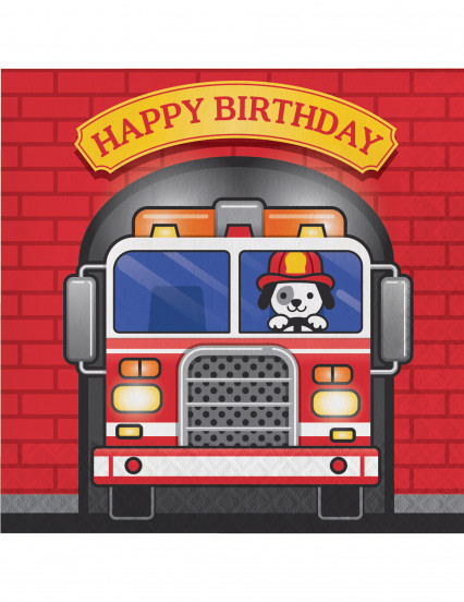 16 Serviettes en papier Happy Birthday Camion de Pompier 33 x 33 cm 16 Serviettes en papier Happy Birthday Camion de Pompier 33 x 33 cm
