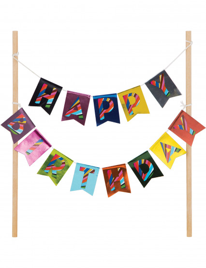 Décoration pour gâteau Happy Birthday en banderole 21 x 3,8 x 23,5 cm Décoration pour gâteau Happy Birthday en banderole 21 x 3,8 x 23,5 cm