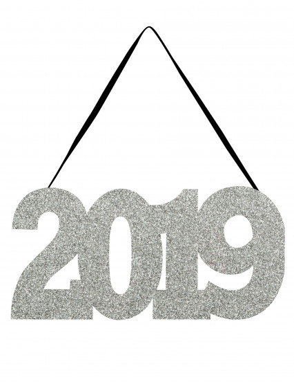 Décoration de porte 2019 argenté pailleté 30,48 x 13,34 cm Décoration de porte 2019 argenté pailleté 30,48 x 13,34 cm