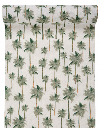Chemin de table en coton jungle tropicale vert 28 cm x 3 m Chemin de table en coton jungle tropicale vert 28 cm x 3 m