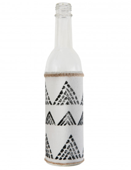 Bouteille en verre Ethnique blanche et noire 25 cm Bouteille en verre Ethnique blanche et noire 25 cm