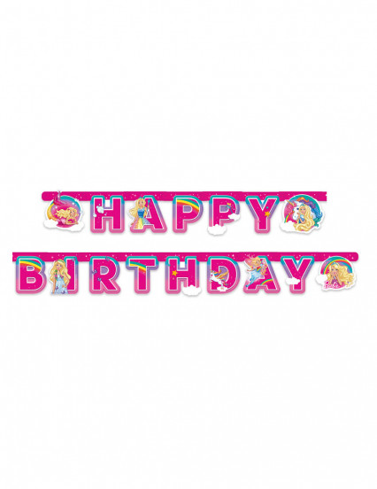 Bannière en papier Happy Birthday Barbie Dreamtopia™ 15 cm x 2 m Bannière en papier Happy Birthday Barbie Dreamtopia™ 15 cm x 2 m