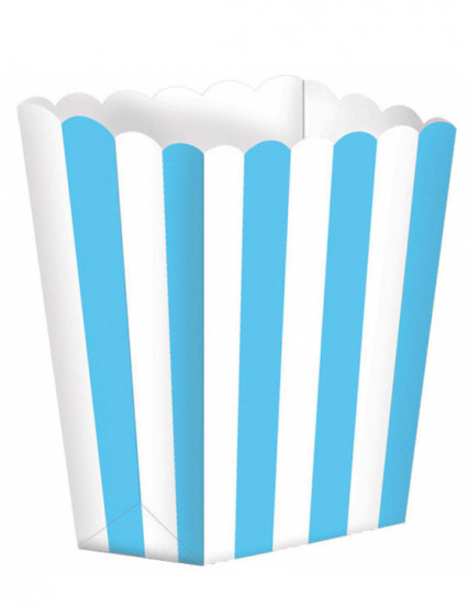 5 Boîtes à popcorn en carton bleu et blanc 6,3 x 13,5 x 3.8cm 5 Boîtes à popcorn en carton bleu et blanc 6,3 x 13,5 x 3.8cm