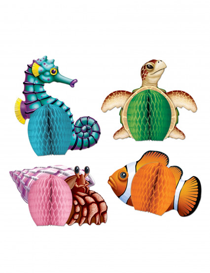 4 Mini centres de table en papier Créatures de la Mer 14 cm 4 Mini centres de table en papier Créatures de la Mer 14 cm