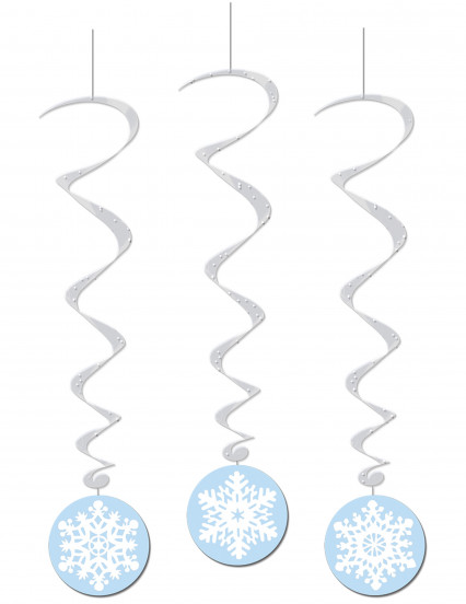 3 Suspensions spirales Flocons de neiges 15 x 91 cm 3 Suspensions spirales Flocons de neiges 15 x 91 cm
