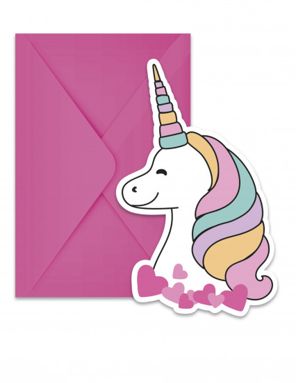 6 Cartons d'invitation avec enveloppes Bébé Licorne 14 x 7,7 cm 6 Cartons d'invitation avec enveloppes Bébé Licorne 14 x 7,7 cm
