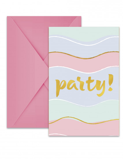 6 Cartons d'invitation avec enveloppes Elegant Party pastel 6 Cartons d'invitation avec enveloppes Elegant Party pastel