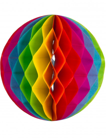 3 Boules en papier alvéolées arc-en-ciel 15, 20 et 25 cm 3 Boules en papier alvéolées arc-en-ciel 15, 20 et 25 cm
