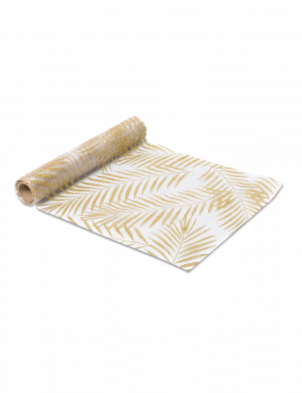 Chemin de table en organza palmier pailleté doré 28 cm x 5 m Chemin de table en organza palmier pailleté doré 28 cm x 5 m