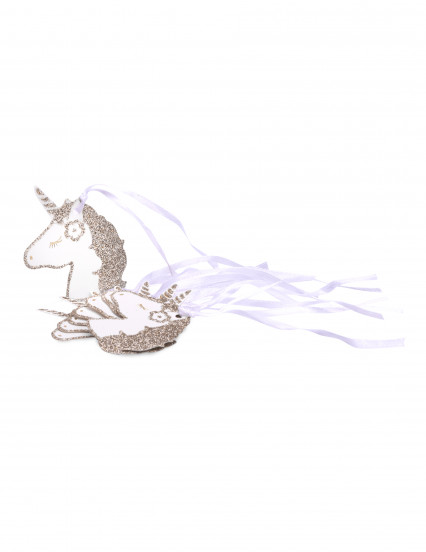 8 Etiquettes Licorne champagne pailleté avec liens satin blanc 6,5 x 4 cm 8 Etiquettes Licorne champagne pailleté avec liens satin blanc 6,5 x 4 cm