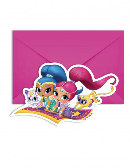6 Cartes d'invitations et enveloppes Shimmer and Shine™ 14 x 9 cm 6 Cartes d'invitations et enveloppes Shimmer and Shine™ 14 x 9 cm