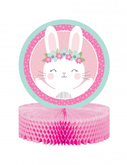 Centre de table en papier alvéolé Petit Lapin rose 30,5 x 22,8 cm Centre de table en papier alvéolé Petit Lapin rose 30,5 x 22,8 cm