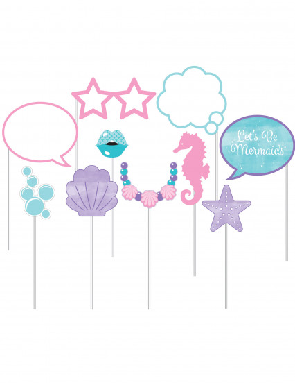 Kit Photobooth Sirène Iridescente 10 accessoires 25,4 cm Kit Photobooth Sirène Iridescente 10 accessoires 25,4 cm