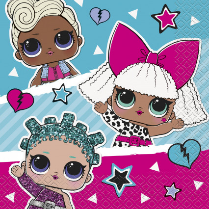 16 Petites serviettes en papier LOL Surprise™ 25 x 25 cm 16 Petites serviettes en papier LOL Surprise™ 25 x 25 cm