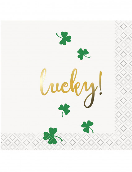 16 Petites serviettes en papier Lucky vert et doré 25 x 25 cm 16 Petites serviettes en papier Lucky vert et doré 25 x 25 cm