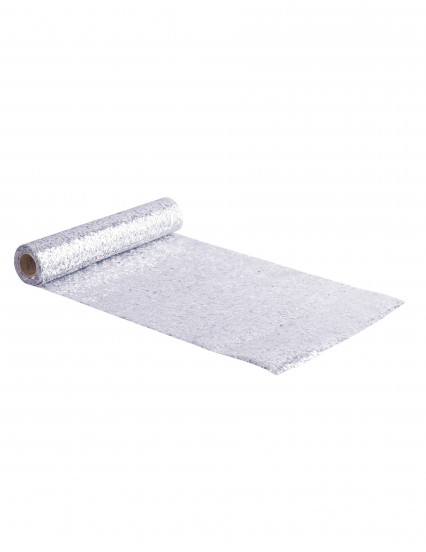 Chemin de table à sequins pailleté argenté 28 cm x 3 m Chemin de table à sequins pailleté argenté 28 cm x 3 m