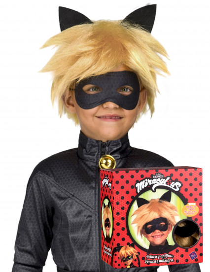 Coffret perruque et masque Chat Noir Miraculous™ enfant Coffret perruque et masque Chat Noir Miraculous™ enfant