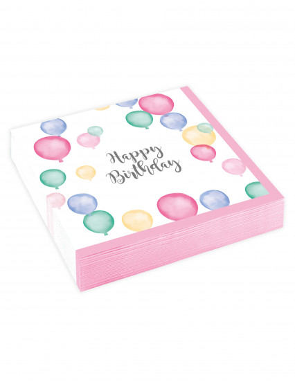 20 Petites serviettes en papier Happy Birthday ballons pastel 25 x 25 cm 20 Petites serviettes en papier Happy Birthday ballons pastel 25 x 25 cm