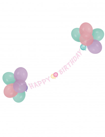 Guirlande avec ballons Happy Birthday pastel 1,5 m Guirlande avec ballons Happy Birthday pastel 1,5 m